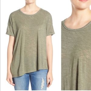 Bobeau asymmetrical short sleeve knit top